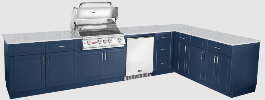 DuraBull 10' Augusta Propane Kitchen Kit w/ 84" Right Turn - Charcoal Base, Black Granite